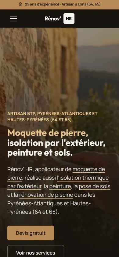Le site de Rénov' HR sur téléphone